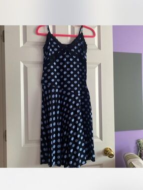 Forever 21 Polka Dot Midi Slip Dress With Lace Detail